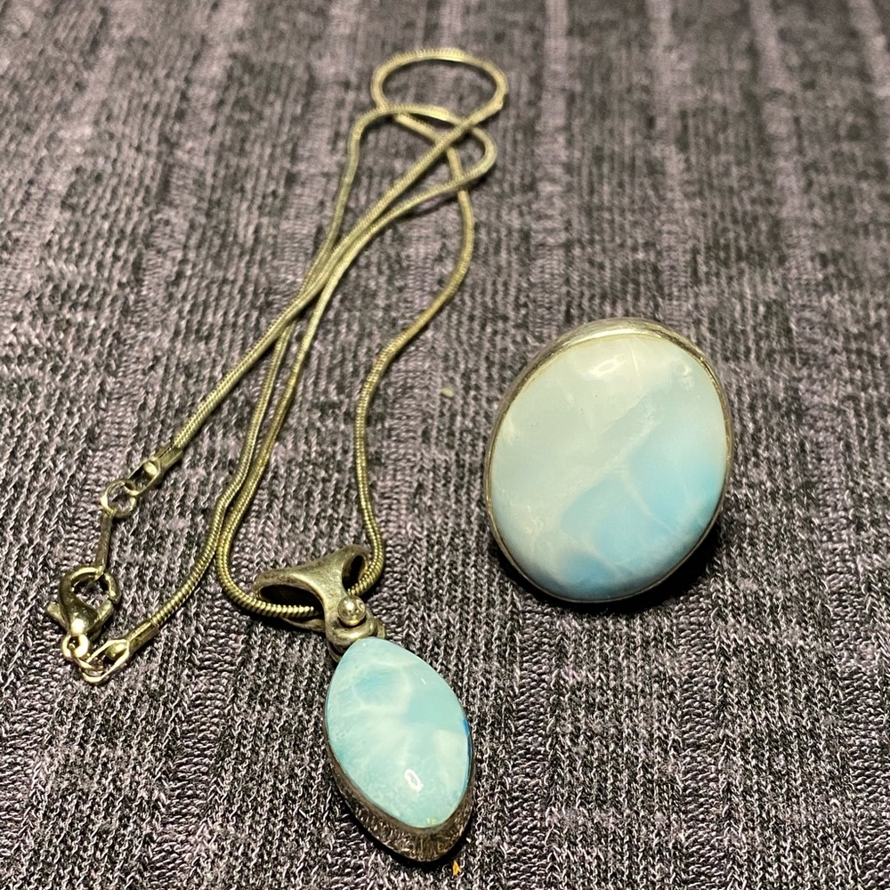 Sterling Silver Larimar jewelry set